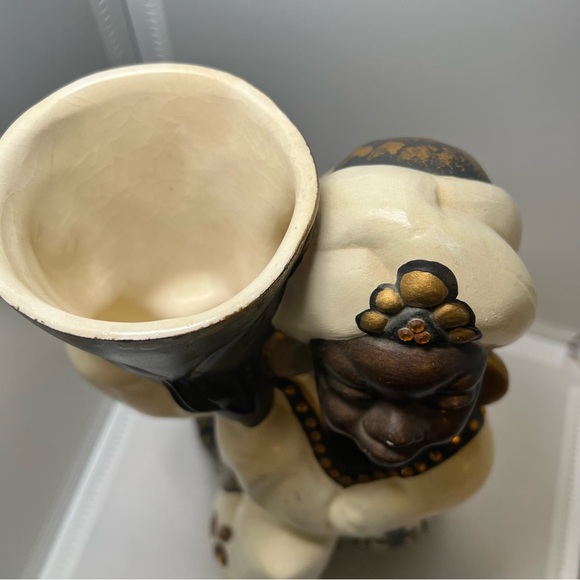Vintage 10" Arab Prince Blackamoor Aladdin Ceramic Figural Figurine Planter Vase - Picture 2 of 8